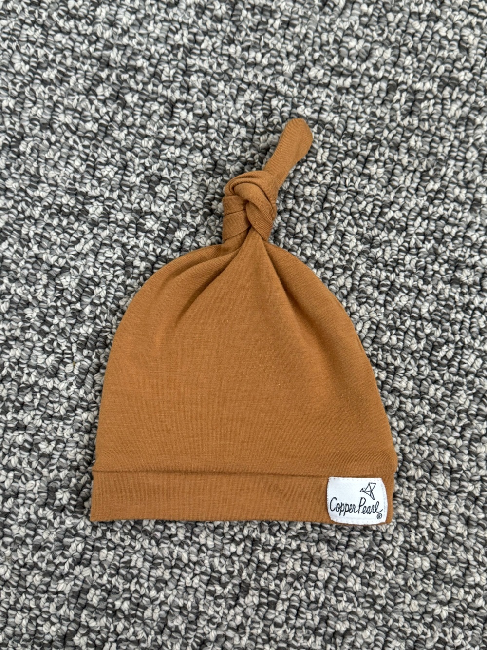 Copper Pearl Knotted Baby Hat - Rust Brown